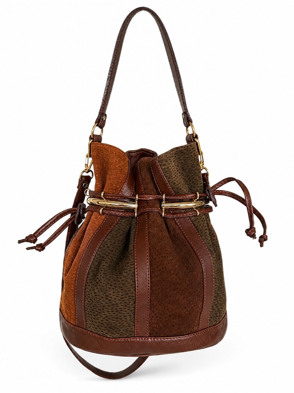 Chiarini Suede Leather Drawstring Bucket Bag